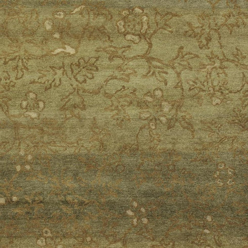 9' X 12' Red Orange And Gold Wool Floral Hand Knotted Area Rug