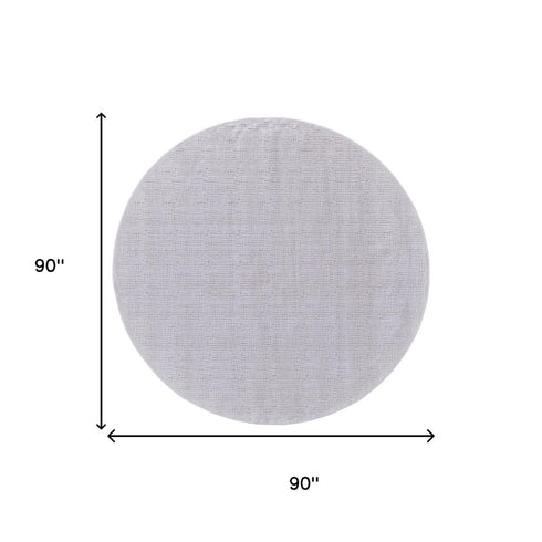 8' Pink And White Abstract Round Rug