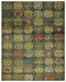 8' X 10' Yellow Green And Orange Floral Hand Knotted Area Rug