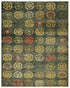 8' X 10' Yellow Green And Orange Floral Hand Knotted Area Rug