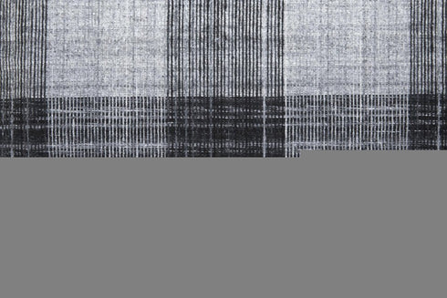 8' X 10' Black And Gray Plaid Hand Loomed Area Rug