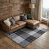 8' X 10' Black And Gray Plaid Hand Loomed Area Rug