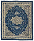 8' X 10' Blue And Ivory Oriental Hand Woven Area Rug