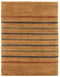 8' X 11' Brown Green And Blue Striped Hand Knotted Area Rug