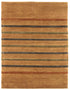 8' X 11' Brown Green And Blue Striped Hand Knotted Area Rug
