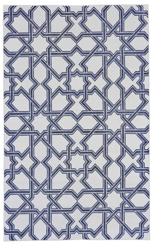 8' X 10' Gray And White Geometric Hand Woven Area Rug