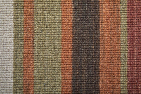8' X 10' Red Brown And Gray Wool Striped Hand Knotted Area Rug