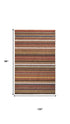 8' X 10' Red Brown And Gray Wool Striped Hand Knotted Area Rug