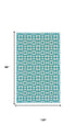 8' X 10' Blue And White Geometric Hand Woven Area Rug