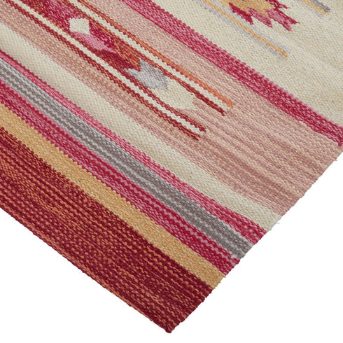 8' X 10' Tan Black And Orange Southwestern Hand Woven Area Rug