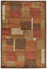 9' X 12' Green Brown And Orange Checkered Hand Knotted Area Rug