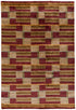 9' X 12' Gold Green And Red Striped Hand Knotted Area Rug