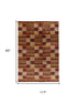 9' X 12' Gold Green And Red Striped Hand Knotted Area Rug
