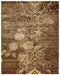 9' X 12' Brown Tan And Ivory Floral Hand Knotted Area Rug
