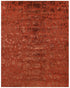 9' X 12' Red And Orange Animal Print Hand Knotted Area Rug
