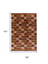 9' X 12' Gold Green And Red Striped Hand Knotted Area Rug