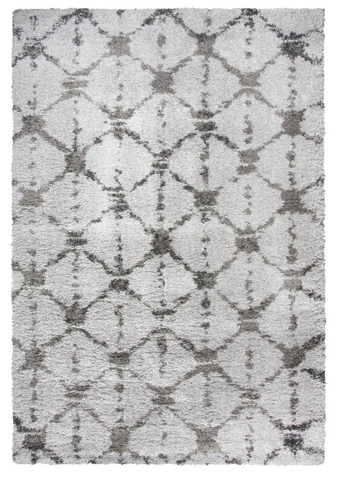 8' X 10' Gray And Dark Gray Trellis Shag Area Rug