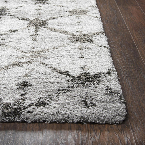 8' X 10' Gray And Dark Gray Trellis Shag Area Rug