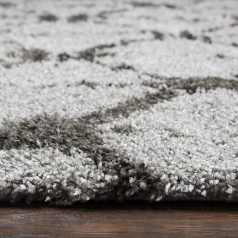 8' X 10' Gray And Dark Gray Trellis Shag Area Rug
