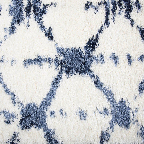 8' X 10' Ivory And Blue Trellis Shag Area Rug