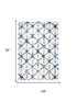 8' X 10' Ivory And Blue Trellis Shag Area Rug