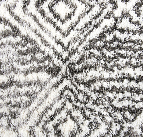 8' X 10' Charcoal And Ivory Geometric Shag Area Rug