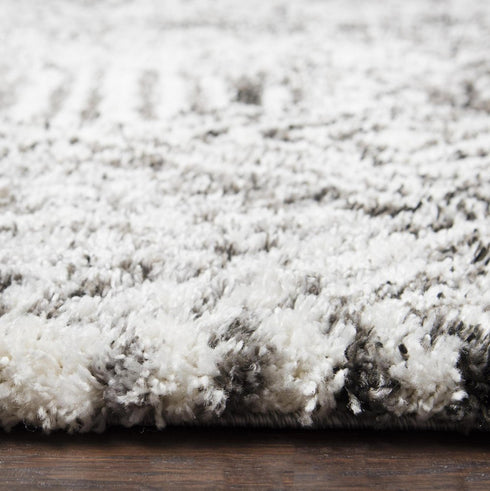 8' X 10' Charcoal And Ivory Geometric Shag Area Rug