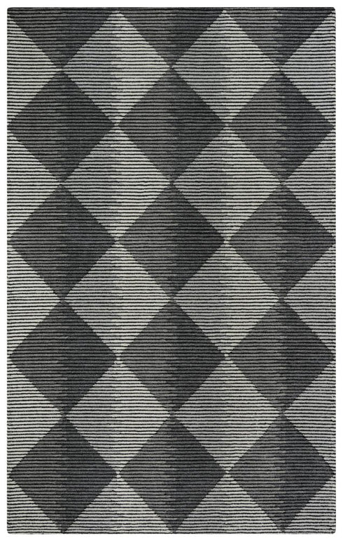5' X 8' Charcoal And Gray Wool Geometric Hand Tufted Area Rug