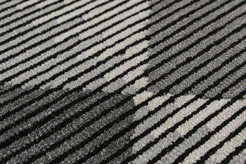 5' X 8' Charcoal And Gray Wool Geometric Hand Tufted Area Rug