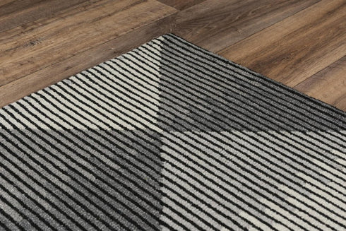 5' X 8' Charcoal And Gray Wool Geometric Hand Tufted Area Rug