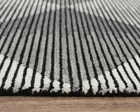 5' X 8' Charcoal And Gray Wool Geometric Hand Tufted Area Rug