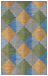 8' X 10' Gray Yellow Green And Blue Wool Geometric Hand Tufted Area Rug
