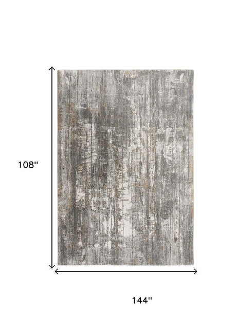 9' X 12' Gray And Ivory Abstract Hand Carved Handmade Area Rug