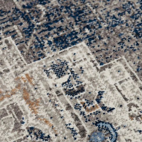8' Gray And Ivory Medallion Hand Carved Handmade Area Rug