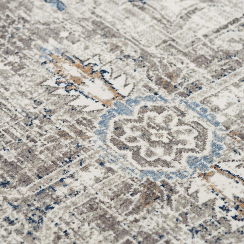 8' X 10' Gray And Ivory Medallion Hand Carved Handmade Area Rug