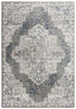 9' X 12' Gray And Ivory Medallion Hand Carved Handmade Area Rug