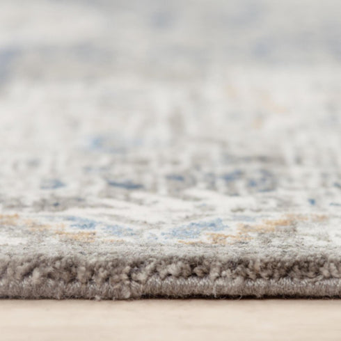 9' X 12' Gray And Ivory Medallion Hand Carved Handmade Area Rug