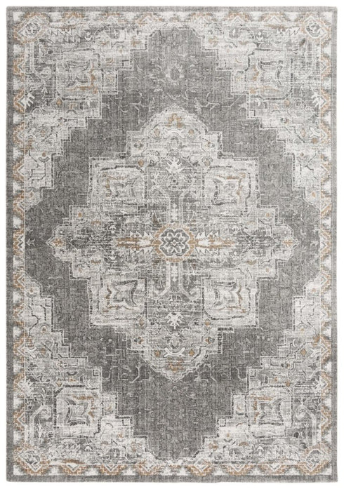 8' X 10' Gray And Ivory Medallion Hand Carved Handmade Area Rug