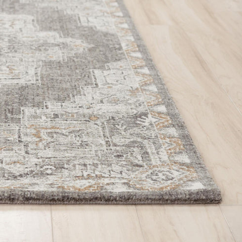 8' X 10' Gray And Ivory Medallion Hand Carved Handmade Area Rug