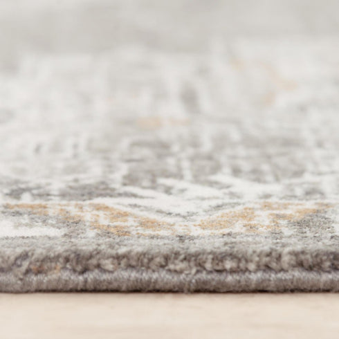 8' X 10' Gray And Ivory Medallion Hand Carved Handmade Area Rug
