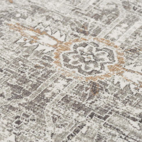 9' X 12' Gray And Ivory Medallion Hand Carved Handmade Area Rug