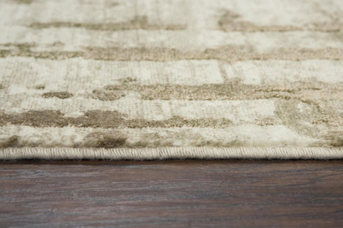 5' X 8' Beige Ivory And Tan New Zealand Lambs Wool Abstract Hand Carved Handmade Area Rug