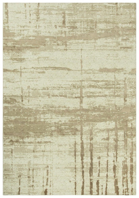 9' X 12' Beige Ivory And Tan New Zealand Lambs Wool Abstract Hand Carved Handmade Area Rug