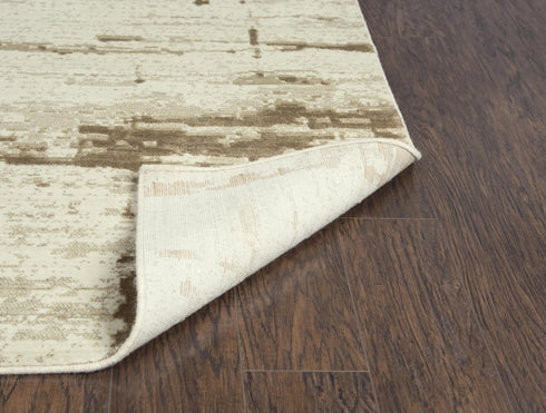 9' X 12' Beige Ivory And Tan New Zealand Lambs Wool Abstract Hand Carved Handmade Area Rug