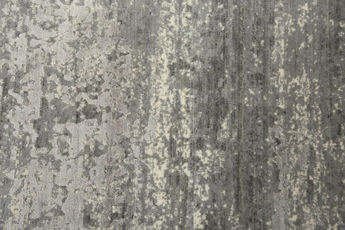 8' Gray And Ivory New Zealand Lambs Wool Abstract Hand Carved Handmade Area Rug