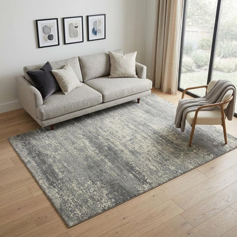 5' X 8' Gray And Ivory New Zealand Lambs Wool Abstract Hand Carved Handmade Area Rug
