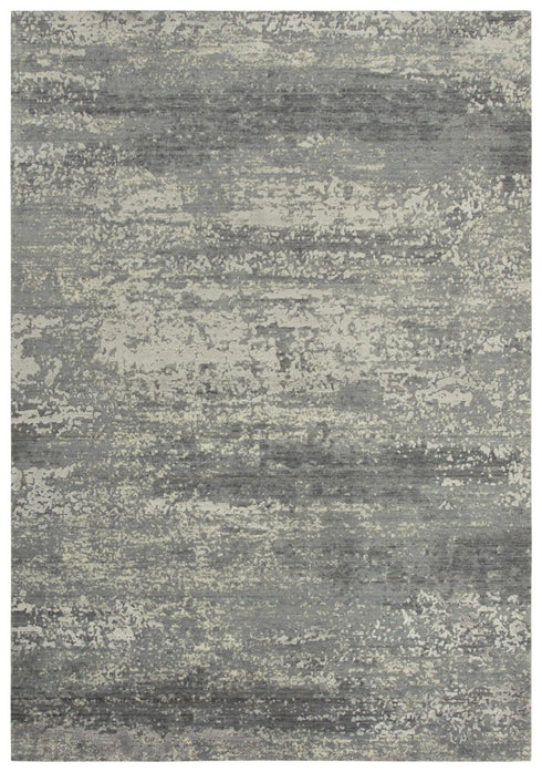 9' X 12' Gray And Ivory New Zealand Lambs Wool Abstract Hand Carved Handmade Area Rug