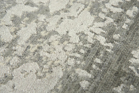 9' X 12' Gray And Ivory New Zealand Lambs Wool Abstract Hand Carved Handmade Area Rug