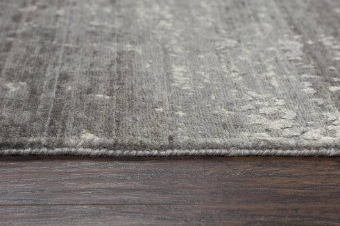 9' X 12' Gray And Ivory New Zealand Lambs Wool Abstract Hand Carved Handmade Area Rug