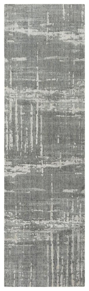 8' Gray And Light Gray New Zealand Lambs Wool Abstract Hand Carved Handmade Area Rug